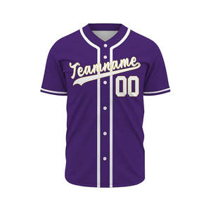 Maillot de baseball personnalisé violet premium unisexe à manches courtes, imprimé par transfert thermique, respirant, anti-humidité, protection UV sur le devant - Product Image 2