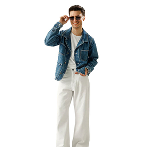 2026 Men's <b>Denim</b> <b>Jacket</b> Regular Fit Button Closure Solid Color Casual Autumn Cotton Washable Topstitch Pockets - Product Image 2