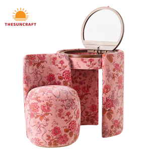 High Volume Supply Modern Corner <b>Vanity</b> - Oak Wood Girls Makeup Table with Mirror & Chair Cheap Price - Product Image 1