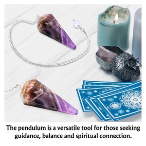 <b>Top</b> Selling Chevron Amethyst <b>Crystal</b> Pendulum Conical Shape Polished Carving Beautiful Dowsing Tool Energy Healing Premium - Product Image 3