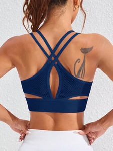 สปอร์ตบราสำหรับวิ่งแบบคอกว้างสำหรับผู้หญิง |   เสื้อครอปออกกำลังกายแบบสายคล้องไหล่คู่รูรูกุญแจ |   บราเล็ตพิลาทิสแบบมีรูระบายอากาศด้านหลัง - Product Image 5