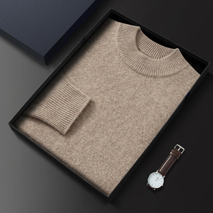 Suéter de punto gris con estampado geométrico, cuello redondo, corte holgado, estilo casual para hombre, otoño, 100% algodón, transpirable, 280g - Product Image 4
