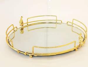 Bandeja para tocador de baño, bandeja de servicio para bar, bandeja para servir bebidas, bandeja con base de vidrio, bandeja con base de espejo, bandeja decorativa premium para el hogar - Product Image 4