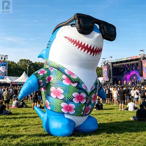 Requin gonflable géant <span class=keywords><strong>de</strong></span> 4 m avec lumières LED, logo personnalisé, modèle <span class=keywords><strong>de</strong></span> requin hawaïen pour événements sur la plage, publicité, fêtes au bord <span class=keywords><strong>de</strong></span> la piscine, scène - Product Image 4