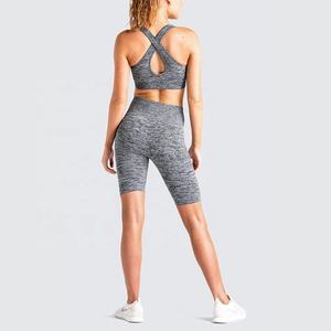 Ensemble de soutien-gorge de sport et short sans couture pour femme, style été, à carreaux, respirant, très extensible, grande taille, séchage rapide, pour le yoga et les activités sportives - Product Image 4