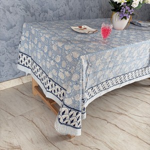 Beautiful Classic Customizable Handmade Block Print Pure Cotton Woven <b>Table</b> Cover Intricate Floral Design Eco-Friendly Durable - Product Image 3