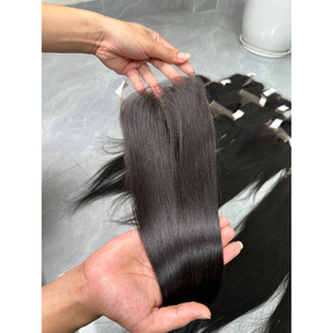 Closure en dentelle HD 4x4 pouces, cheveux humains vierges vietnamiens, noir naturel, lisses, pré-épilés, trame simple, pointes pleines - Product Image 4