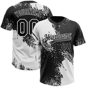 Maillot de softball unisexe à deux boutons, motif abstrait 3D noir et blanc, style pinceau, le plus vendu de l'industrie, vente en gros directe - Product Image 1
