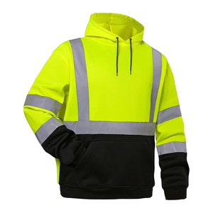 Wholesales Custom Logo Construction Winter Hi Vis Green Black Work Hoodie <b>Worker</b> Reflective Fluorescent Safety Reflector <b>Jacket</b> - Product Image 1