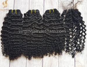 มัดผมลอนบริสุทธิ์จากเวียดนามขายส่ง100% หนังกำพร้ามนุษย์ไม่ผ่านกระบวนการไม่พันกันติดทนนาน2ปี - Product Image 3