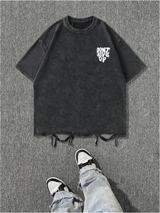 เสื้อยืดคอตตอนทรงปกติ สไตล์ลำลอง สตรีทแวร์ ผ้าเนื้อนุ่มใส่สบาย ซักย้อมแบบแอซิดวอช ขายส่งเสื้อผ้าลำลอง - Product Image 5