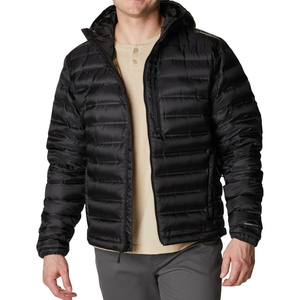 Veste d'hiver décontractée pour homme, noire, à capuche, rembourrée en duvet, coupe-vent, fermeture éclair, coupe ajustée, longueur normale, couleur unie, polyester - Product Image 2
