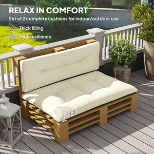 Coussins de remplacement pour palettes de jardin d'extérieur, 2 places, épaisseur 3,9 pouces, blanc crème, capitonnés - Product Image 4