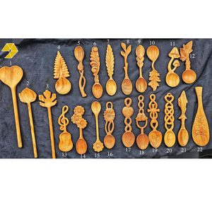 Cuillères en bois de 16 cm de qualité supérieure : Ustensiles artisanaux durables en frêne et bois de rose sculpté en forme de feuille, inspirés de la nature, artisanat du Vietnam - Product Image 5