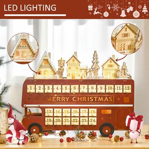 Customizable Wooden for Santa Claus Street House Bus <b>Advent</b> <b>Calendar</b> 12 Drawers Light Feature for Holiday Decorative Purpose <b>Box</b> - Product Image 4