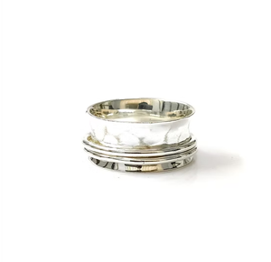 Customized <b>Sterling</b> <b>Silver</b> Spinner <b>Rings</b> Handmade Triple Moving Bands <b>Set</b> In Thick Wide <b>Ring</b> Jewelry Bulk Supply - Product Image 3