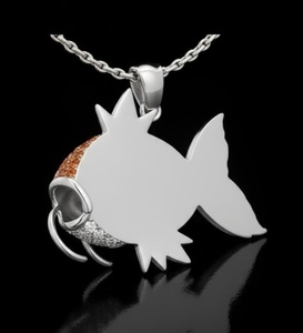 Colgante de Lujo para Hombre, Diseño Animal de Pez Rapper Hip Hop, Plata de Ley 925, Moissanita Colorida, Chapado en Oro de 18K, Bicolor - Product Image 4