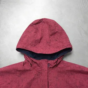 Veste de pluie imperméable à capuche pour homme, couleur bordeaux, imprimé animal, coupe-vent léger, fermeture éclair intégrale, avec poches - Product Image 3