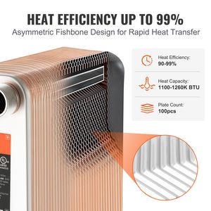 Scambiatore di Calore a Piastre Brasate 5"x12" 100 Piastre Rame/Acciaio Inox 316L Acqua/Olio Nuovo Condizione Compatibilità Fluidi - Product Image 3