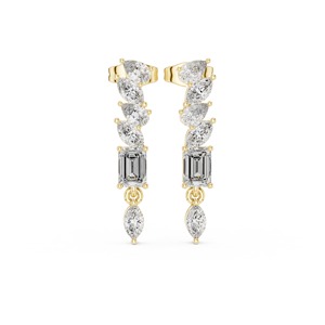Pendientes colgantes Cascade Emerald & Marquise con diamantes cultivados en laboratorio certificados por IGI en oro de 10K/14K/18K/plata. - Product Image 1