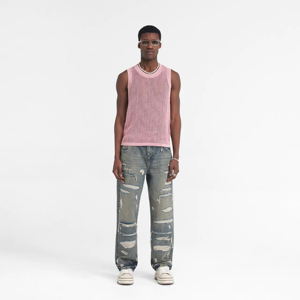 Vente en gros 2026 Distress Work OEM Jean baggy pour homme de haute qualité, coupe droite, jambe large, décontracté, extensible, taille mi-haute, grande taille - Product Image 3