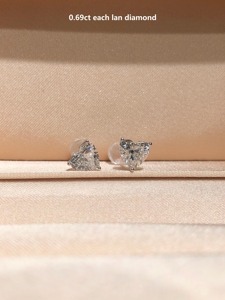 ต่างหูเพชรทรงหัวใจทองคำขาว 14K เพชรเพาะเลี้ยงสี F แบบหนามเตย ดีไซน์คลาสสิกเรียบง่าย สำหรับผู้หญิง สวมใส่ได้ทุกวัน - Product Image 6