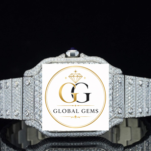 Reloj de Diamantes Moderno de Primera Calidad, Totalmente Cubierto de Diamantes, con Esfera Dorada, para Uso Corporativo y Nocturno, Disponible a Precio de Fábrica - Product Image 1