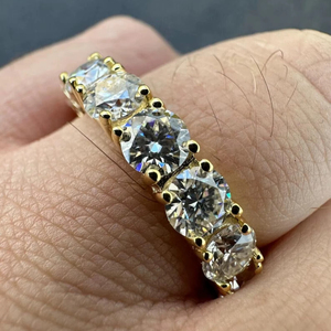 Pass Test S925 <b>Silver</b> Round Cut VVS Eternity Moissanite Diamond Hip Hop Tennis <b>Ring</b> for <b>Men</b> and Women - Product Image 1