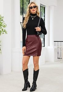 Minifalda de Piel Sintética para Mujer, Moderna, de Cintura Alta, Ajustada, con Marca Personalizada, Fabricante de Ropa OEM ODM - Product Image 4