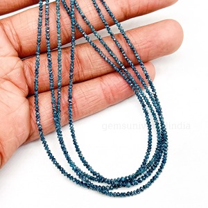 ลูกปัดเพชรบลูไดมอนด์ธรรมชาติทรงรอนเดลเหลี่ยมเพชรพลอย ขนาด 1.5-2 มม. ลูกปัดหินแบบหลวม ความยาว 38 ซม. ขายส่งจำนวนมากสำหรับทำเครื่องประดับ - Product Image 6