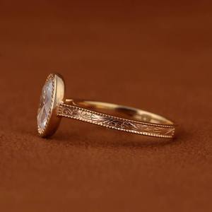Anillo de Diamantes de Corte Ovalado con Engaste de Bisel, Chapado en Oro, Plata 925, Anillo de Compromiso y Boda para Mujer - Product Image 2