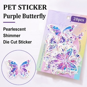 Autocollant PET découpé en forme de papillon violet nacré, 20 pièces, pour décoration artisanale, fabrication de cartes, journaux de scrapbooking - Product Image 1