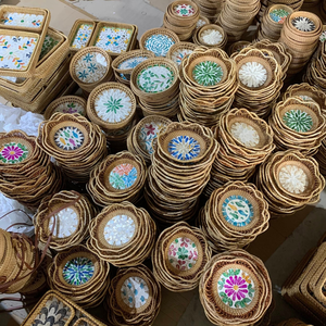 Bandeja de Ratán Imprescindible 2026 con Incrustaciones de Perlas, Diseño Europeo Flexible, Hecha a Mano, Regalo para Inauguración de Casa, Asas de Bambú, Uso en Mesa - Product Image 6