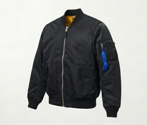Chaqueta Bomber Negra para Hombre, Cierre de Cremallera, Color Sólido, Resistente al Viento, Ropa Exterior Informal, Cuello Camisero, Material de Poliéster - Product Image 6
