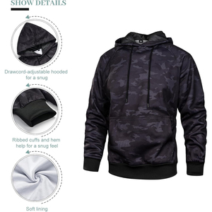 Sweat-shirt à capuche camouflage pour homme, pull à manches longues, manches raglan, respirant, tricoté, style décontracté, style automne - Product Image 2