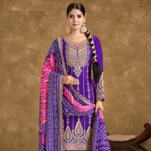 ชุดสาหรี่คามีซปักลายชิโนนแบบทันสมัย (ฟรีไซส์) สำหรับงานแต่งงานและงานปาร์ตี้ - Product Image 1