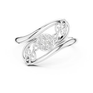 Anillo minimalista de forma fluida con diamante de corte redondo para mujer, banda a juego de oro macizo de 14k, para regalo, compromiso, aniversario, boda - Product Image 5