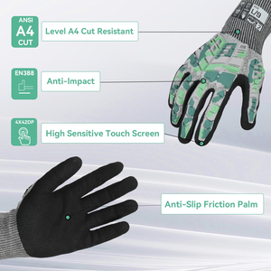 Gants de travail anti-coupures, anti-dérapants, résistants à l'abrasion, avec protection des jointures en TPR, pour la construction et l'industrie. - Product Image 2