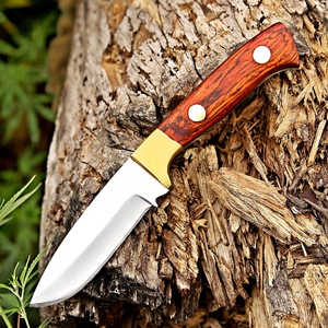 Custom Handmade Fixed Blade Hunting Skinner Knife Wood Handle Partially Serrated <b>Edge</b> Carbon Steel Lightweight Durable - Product Image 5