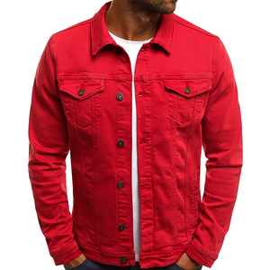 Chaqueta vaquera rosa para hombre, corte ajustado, cuello vuelto, botones frontales, ropa exterior informal, chaqueta de algodón lavado para primavera - Product Image 6
