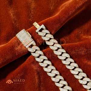 Collier gourmette de luxe en moissanite plaqué or 18 carats, chaîne hip-hop, bijou tendance pour homme et femme, cadeau - Product Image 5
