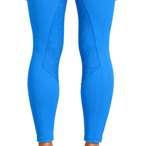 Leggings de equitación azules brillantes para mujer, pantalones de equitación de cintura alta, elásticos, con agarre de silicona, para entrenamiento de equitación - Product Image 3