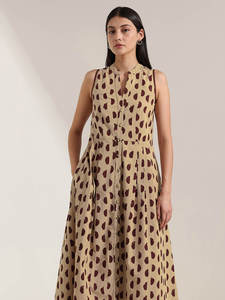 Vestido Maxi Boho con Estampado de Puntos, Cuello con Solapa, Corte Holgado, Transpirable, de Viscosa, Informal de Verano, con Bolsillos - Product Image 4