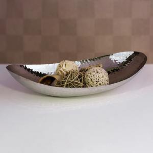 Moderno Plato Decorativo Ovalado de Metal Plateado Acanalado, Libre de BPA, Resistente al Calor, para Servir en Fiestas, con Textura Cromada Larga - Product Image 2