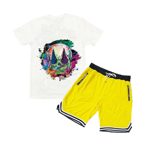 Conjunto de Camiseta y Pantalones Cortos Deportivos para Hombre, Diseño Gráfico, Verano, Venta Especial, Logotipo Personalizado, Ropa Urbana, Poliéster/Algodón - Product Image 6