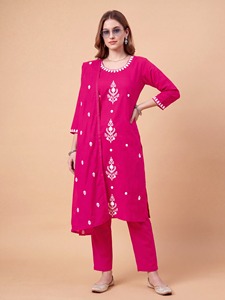 Women’s embroidered rayon kurta pant dupatta set elegant ethnic wear breathable fabric smooth texture festive <b>graceful</b> tradition - Product Image 1