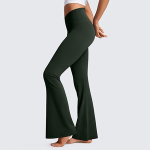Leggings évasés doux et extensibles en tissu, collants de sport taille haute, couleur unie, sans couture, effet push-up, pour yoga et sport, antibactériens, respirants, service OEM - Product Image 3