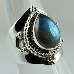 Labradorite <b>Ring</b> 925 Sterling <b>Silver</b> Handmade <b>Boho</b> Statement Promise <b>Ring</b> for Women Natural Pear Gemstone Jewelry - Product Image 4