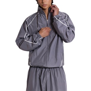 Conjunto Cortavientos para Hombre, Chaqueta Ligera con Capucha y Cremallera con Pantalones Anchos a Juego, Atuendo Deportivo para Correr al Aire Libre - Product Image 3