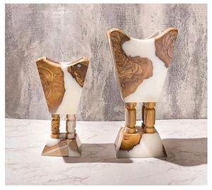 Rustic Irregular Shape <b>Candle</b> <b>Tray</b> With Wooden Base And Resin Epoxy Finish For <b>Candles</b> And Fragrance incense burner Arabic home - Product Image 2